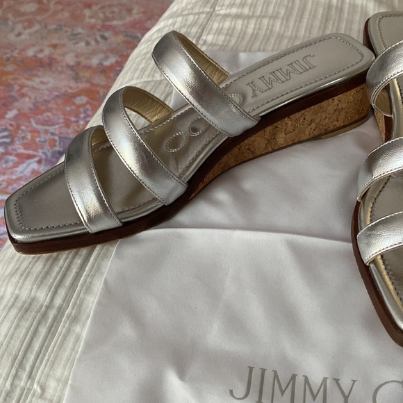Jimmy Choo Silver Metallic Nappa Sandals - Picture 3 of 6